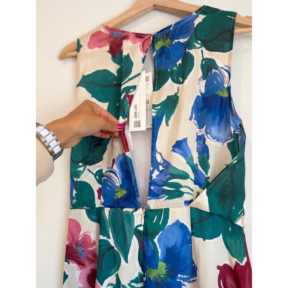 NWT ZARA Woman Long Floral Print Satin Wide-Legs Jumpsuit, Poly/Satin, Size S - Picture 5 of 9
